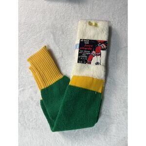 VTG Tube Socks Knee Guard All Sport Size 10-13 Mens White Green Yellow Retro 70s